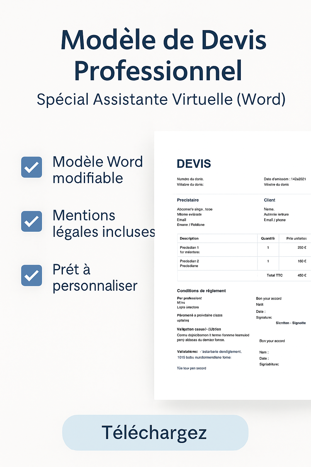 Devis Professionnel – Spécial Assistante Virtuelle