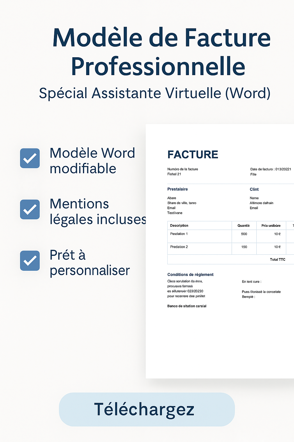 Facture Professionnelle – Spécial Assistante Virtuelle